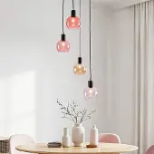 LumenXL Hanglamp zwart met amber en roze glas, 4-lichts - Monroe