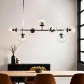 LumenXL Design hanglamp Hepta zwart frame transparante glas