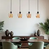 LumenXL 4-lichts hanglamp met amber glas - Sanford