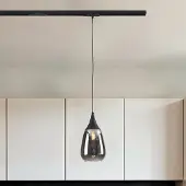 LumenXL 1-fase rail hanglamp met smoke glas met spiegeleffect - Noi
