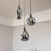 LumenXL Hanglamp 3-lichts smoke glas spiegeleffect van egaal glas - Verona