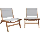 Sweeek - Set van 2 relaxstoelen van acaciahout en textileen - madera