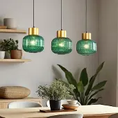 LumenXL Hanglamp 3-lichts met groen glas - Inya