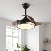 LumenXL Plafondventilator Vento zwart met bruin incl. LED en afstandsbediening