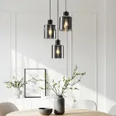 LumenXL Design hanglamp Pella, 3-lichts - rookglas