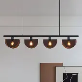 LumenXL Zwarte hanglamp met smoke kappen, 4-lichts - Morandi