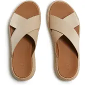 FitFlop F-Mode Espadrille Shimmersuede Cross Slides Dames Slippers - Metallic Beige