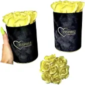Inspiruj - Flowerbox - Zwarte Doos - Rozen Zeepbloemen - Geel