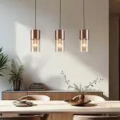 LumenXL 3-lichts hanglamp koffiebruin met amber glas - Lungo