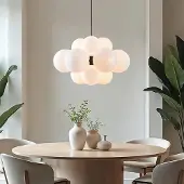 LumenXL Moderne hanglamp 12-lichts zwart met melkwit glas - Decadi