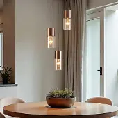 LumenXL 3-lichts design koffiebruine hanglamp met amber glas - Latte