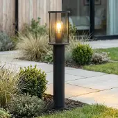 LumenXL Staande buitenlamp met smoke glas - Penn - zwart 60 cm