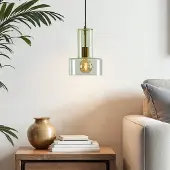 LumenXL Hanglamp Rurka goud met groen glas