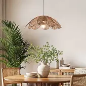 LumenXL Natuurlijke boho hanglamp Tawi met open kap