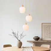 LumenXL Moderne hanglamp Stockton - beige met melkwit glas, 3-lichts