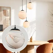 LumenXL Design hanglamp Marbelle zwart met marmerlook glas 3-lichts