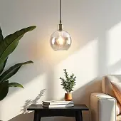 LumenXL 1-lichts hanglamp Liya cognac glas