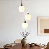 LumenXL Moderne hanglamp Stockton - bruin met melkwit glas, 3-lichts