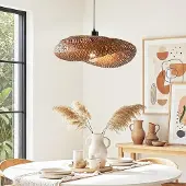 LumenXL Bamboe hanglamp Texta met handgevlochten kap Ø50 cm