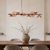 LumenXL Design hanglamp Ennea 9-lichts met bruin ombre-glas