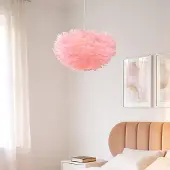 LumenXL Design hanglamp Pluma - zacht roze met veren