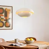 LumenXL Moderne retro hanglamp Orbia in licht beige hoogglans
