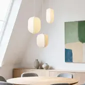 LumenXL Witte hanglamp Asago 3-lichts met zijden kappen – KD design