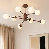 LumenXL Design plafondlamp Idaho - bruin met melkwit glas, 8-lichts