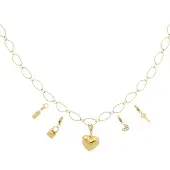 Yehwang Goudlief Grote hart DIY ketting - Roestvrij staal - Verkleurt niet