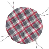 vidaXL Zitkussen rond ruitpatroon Ø 100x11 cm oxford stof rood