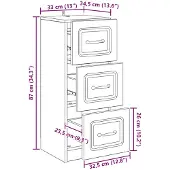vidaXL Ladekast Betongrijs 33 x 34,5 x 87 cm Bewerkt hout