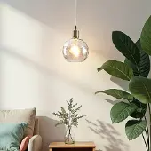LumenXL 1-lichts hanglamp Lotte - cognac glas met bolling