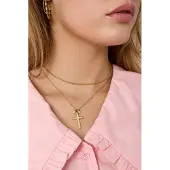 Yehwang Ketting met belegde kruis hanger en charms