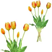 Inspiruj - Kunstbloem Tulpen - Geel-Oranje - Real Touch - 39 cm