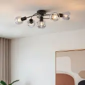 LumenXL Plafondlamp Globe 5-lichts met smoke glas