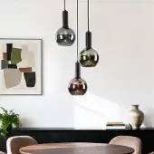 LumenXL Design hanglamp Imme met grijsblauw smoke-, groen- en koperglas – 3-lichts