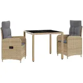vidaXL Buiten Eettafel Set 3 pcs Beige en Lichtgrijs 90 x 90 x 75 cm