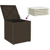 vidaXL - Tuinkrukken - met - kussens - 2 - st - 40x40x43 - cm - poly - rattan - bruin