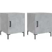 vidaXL Nachtkastjes 2 st 40x40x50 cm bewerkt hout betongrijs
