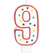 Amscan Verjaardag Kaars Cijfer 9 Stippen Taart Decoratie