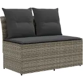 vidaXL 2 Stuk Tuin middelste sofa met opklaptafel poly rattan