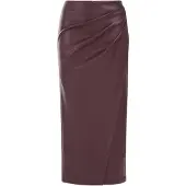We fashion - Dames Midi-rok van imitatieleer - Regular fit - Aubergine - Maat: S