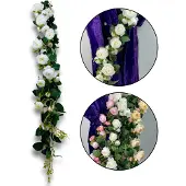 Inspiruj - Kunstbloem Girlande - Tuinroos - 125 cm - Wit