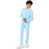Opposuits kostuum lichtblauw Jongens Polyester Reverskraag Effen - maat 158/164