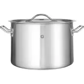Hendi Kookpan met deksel - roestvast staal met sandwichbodem - 14 liter - 30 cm diameter x 20 cm hoog - mat zilverkleurig - voor alle warmtebronnen, inductie