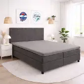 24-Bedding - Hoeslaken Topper - 160x200 cm Donkergrijs - Verkoelend 100% Percaline Katoen