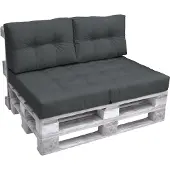 Beautissu Elements – 2x Rugkussen Palletkussen 60x40 cm – Grafiet Grijs – Matraskussen kwaliteit