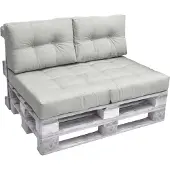 Beautissu Elements – 2x Rugkussen Palletkussen 60x40 cm – Licht Grijs – Matraskussen kwaliteit
