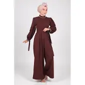 Turkishsouq Parel Detailed Jumpsuit-jurk Bruin