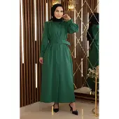 Turkishsouq Steen Detailed Met riem Jurk Smaragdgroen